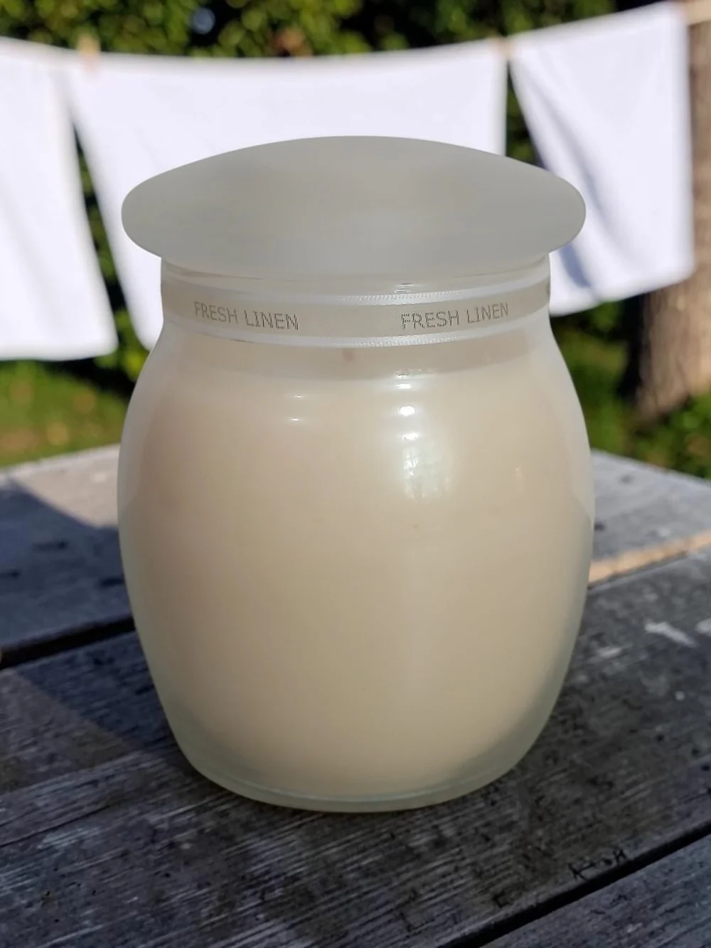 Fresh Linen Scented Jar Candle - Cream Home Accent
